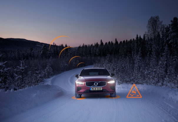 Volvo's in Europa waarschuwen elkaar voor gladde wegen en gevaren